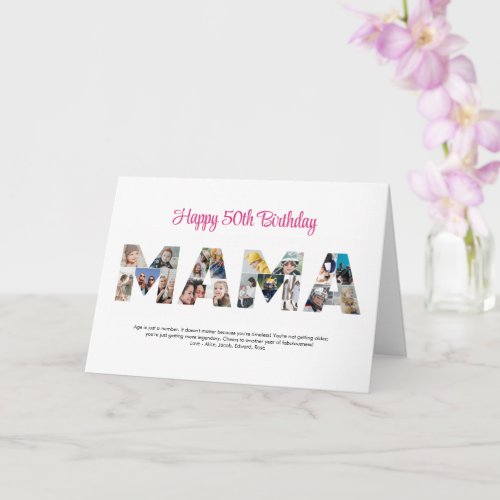 Mama Photo Collage Letter Cutout Mom Birthday Card