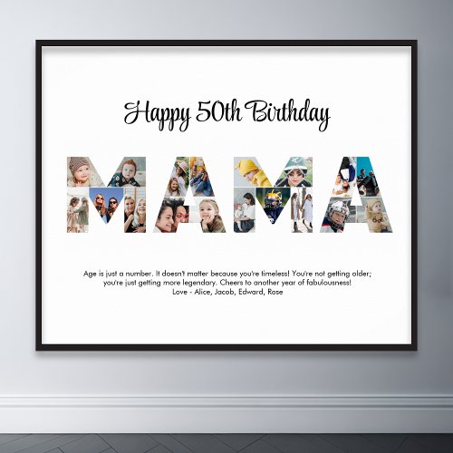 Mama Photo Collage Letter Cutout Mom Birthday Poster
