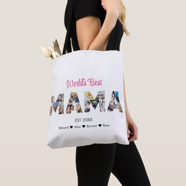 Mama Photo Collage Mother's Day Mom Birthday Tote Bag (Close Up)