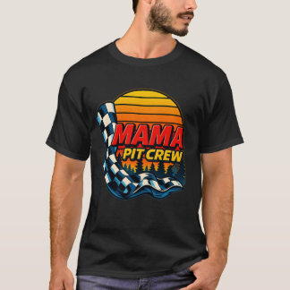 Mama Pit Crew Race Car Checkered Flag Racing Mom M T-Shirt