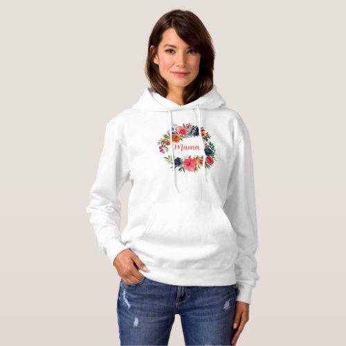 Mama Pretty Colorful Watercolor Floral Bold Colors Hoodie