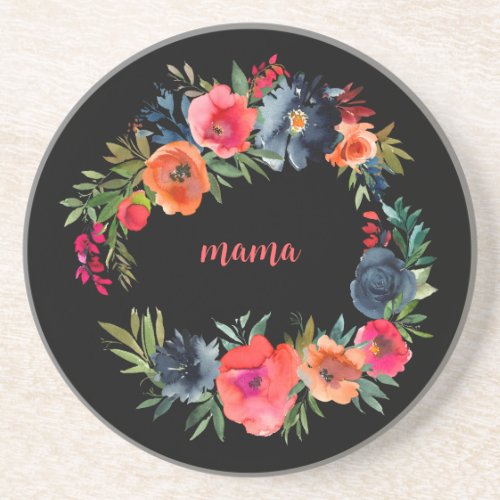 Mama Pretty Colorful Watercolor Floral Motherhood Coaster
