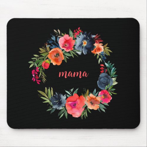 Mama Pretty Colorful Watercolor Floral Motherhood Mouse Pad