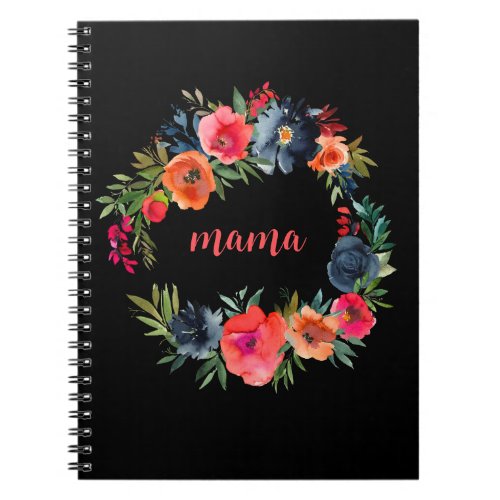 Mama Pretty Colorful Watercolor Floral Motherhood Notebook