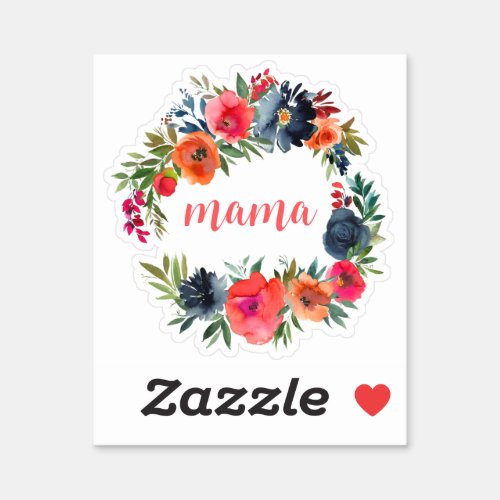 Mama Pretty Colorful Watercolor Floral Motherhood Sticker