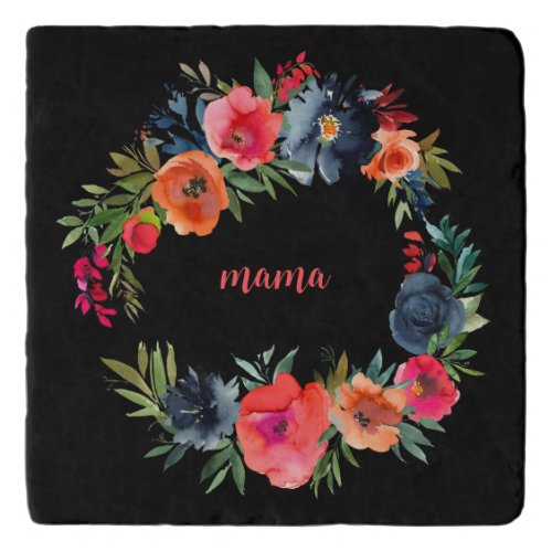 Mama Pretty Colorful Watercolor Floral Motherhood Trivet