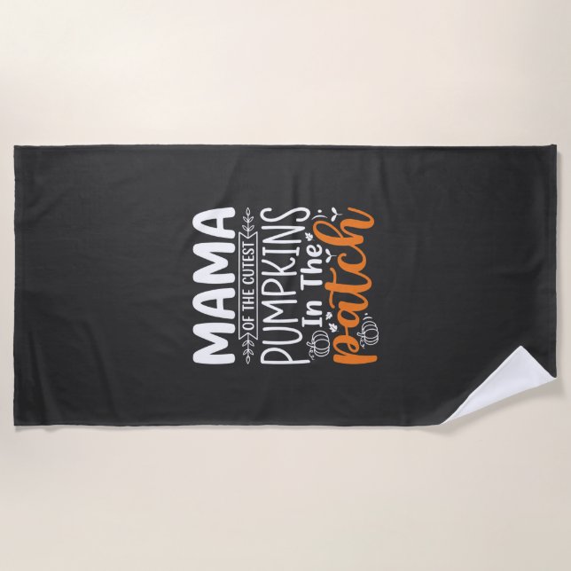 Mama Pumpkins Patch Halloween Design_1 Beach Towel (Front)