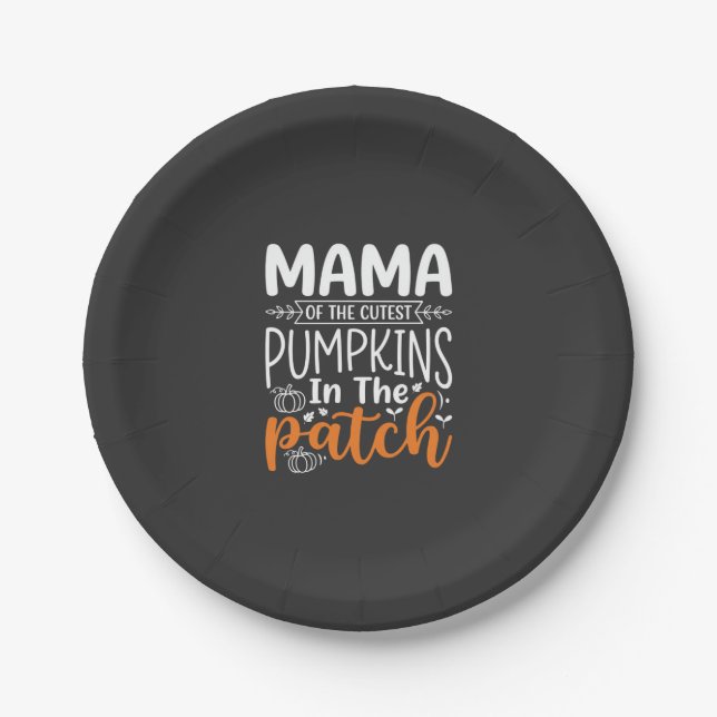 Mama Pumpkins Patch Halloween Design_1 Paper Plates (Front)