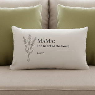 Mama Quote Heart of the Home Minimalist Lumbar Pillow