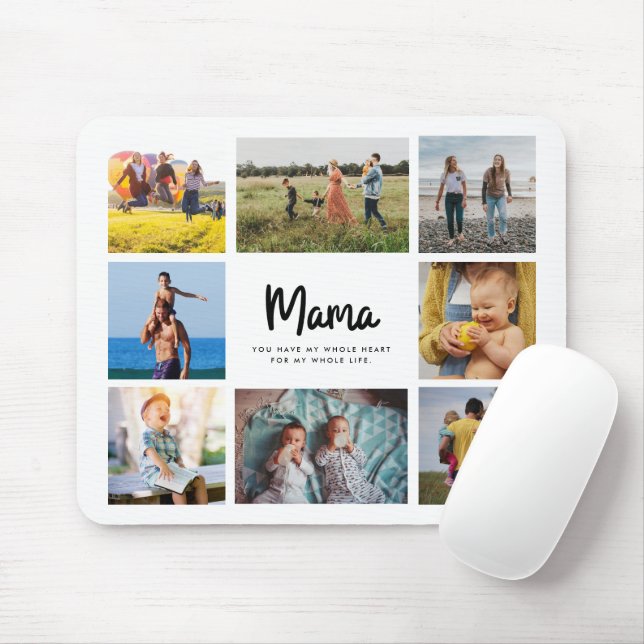 Mama Quote Mother's Day Eight Photo Collage Mouse Pad (With Mouse)