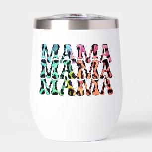 Mama Rainbow Leopard Print Thermal Wine Tumbler