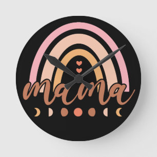 Mama Rainbow  Round Clock