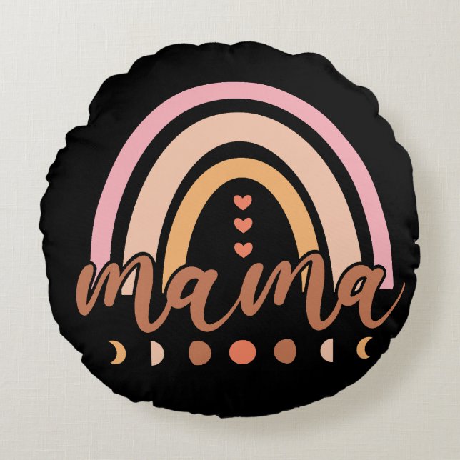 Mama Rainbow  Round Pillow (Front)