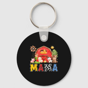 Mama Red Farm Cow Birthday Boy Matching Family Par Keychain