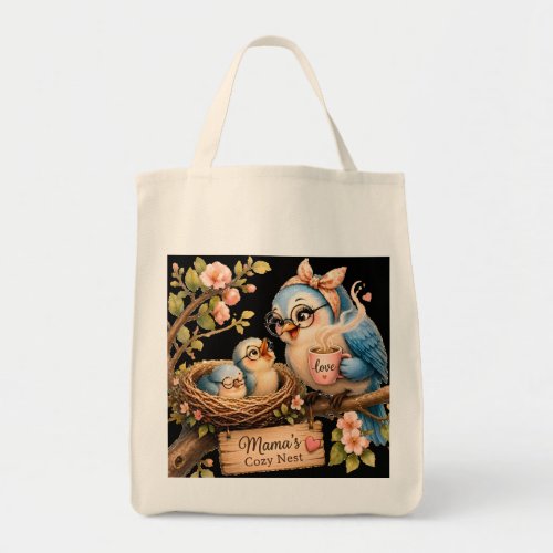 Mama’s Cozy Nest Black Grocer Tote Bag