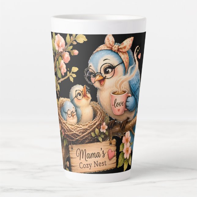 Mama’s Cozy Nest Black Latte Mug (Front)