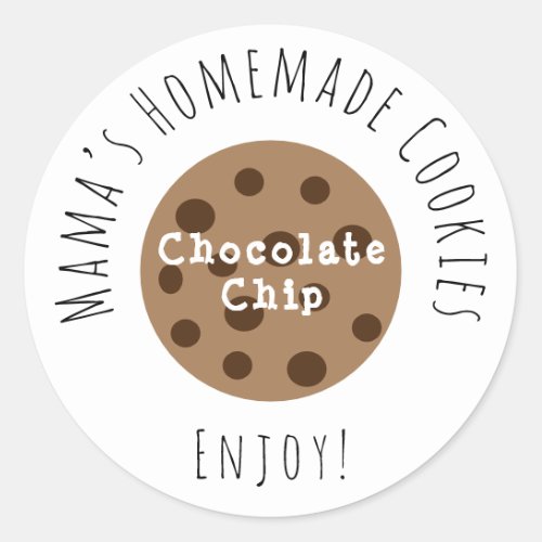 Mamas Homemade Chocolate Chip Cookies Classic Round Sticker