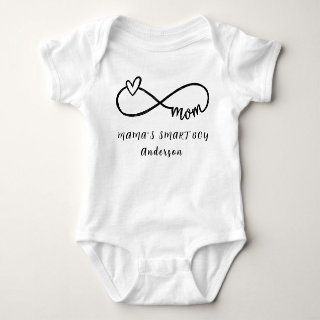 MAMA"S SMART BOY  Personalized Name Cute Baby Bodysuit (Front)
