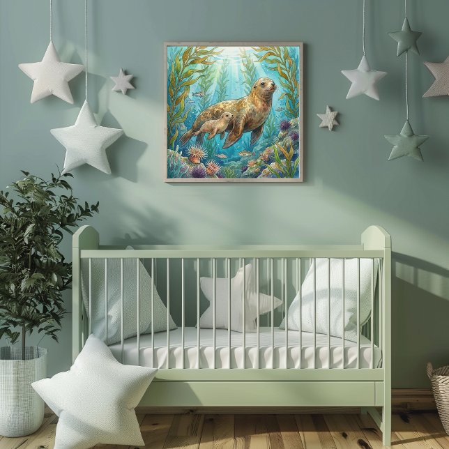 Mama Sea Lion and Pup Nursery Poster (Creator Uploaded)