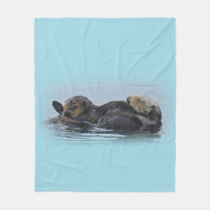 Mama Sea Otter and Her Babe, Fleece Blanket