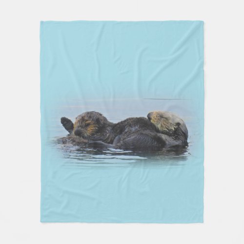 Mama Sea Otter and Her Babe Fleece Blanket
