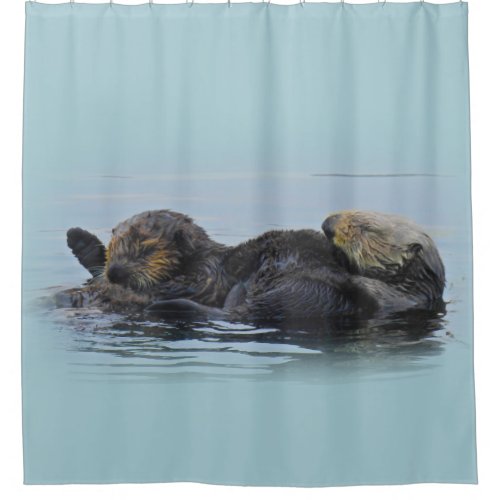 Mama Sea Otter and Her Babe Shower Curtain