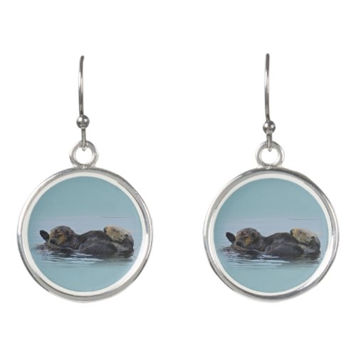 Mama Sea Otter and Her Babe Wildlife Earrings