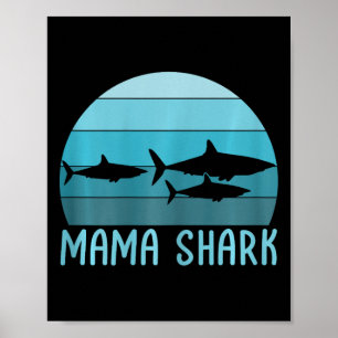 Mama Shark Mom Of 2 Mother's Day Poster