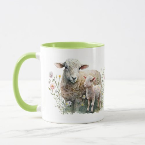 Mama Sheep with Lamb Mug