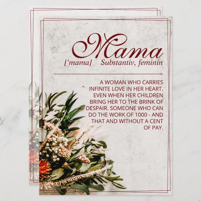 Mama - simply irreplaceable - Bouquet (Front/Back)