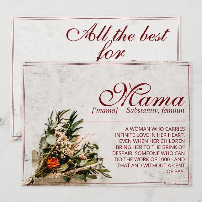 Mama - simply irreplaceable - Bouquet (Front/Back)