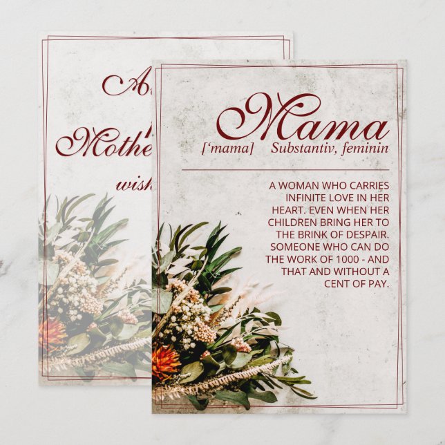 Mama - simply irreplaceable - Bouquet (Front/Back)