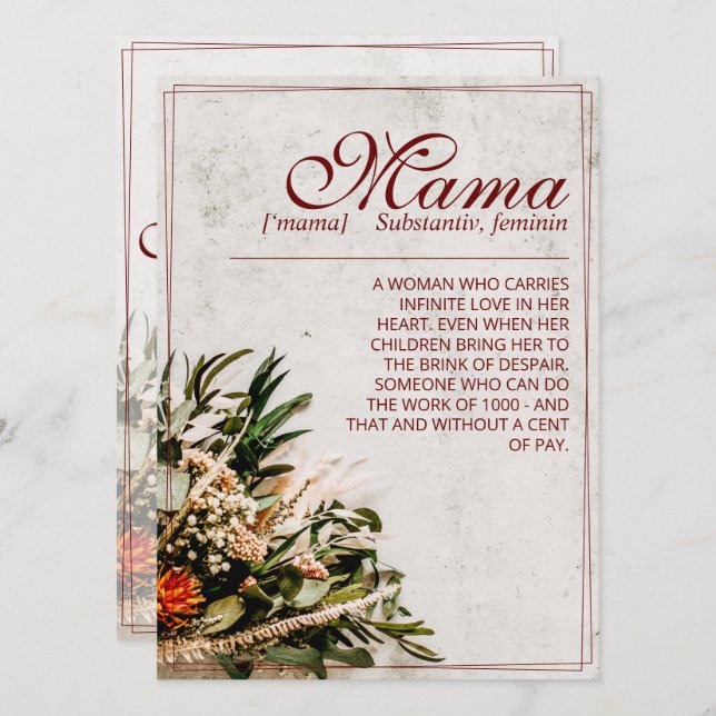 Mama - simply irreplaceable - Bouquet (Front/Back)