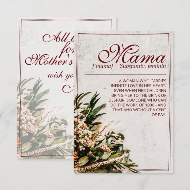 Mama - simply irreplaceable - Bouquet (Front/Back)
