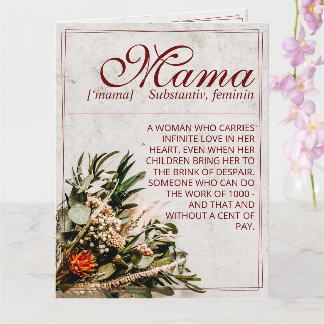 Mama - simply irreplaceable - Bouquet Card (Orchid)