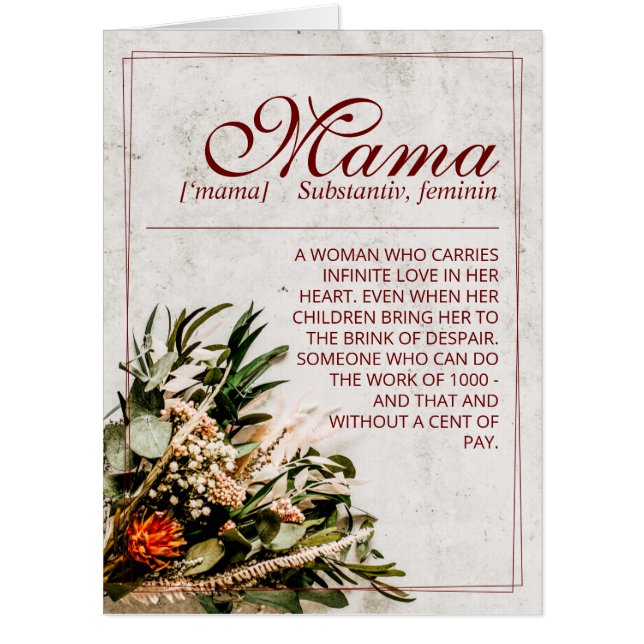 Mama - simply irreplaceable - Bouquet Card (Front)