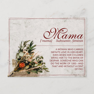 Mama - simply irreplaceable - Bouquet Holiday Postcard