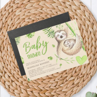 Mama Sloth and Baby Sloth Baby Shower Invitation