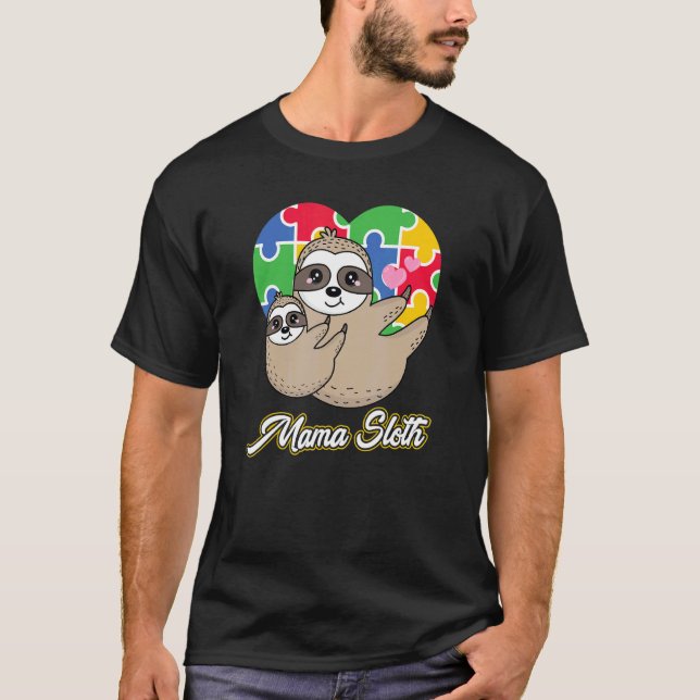 Mama Sloth Autism Awareness T-Shirt (Front)