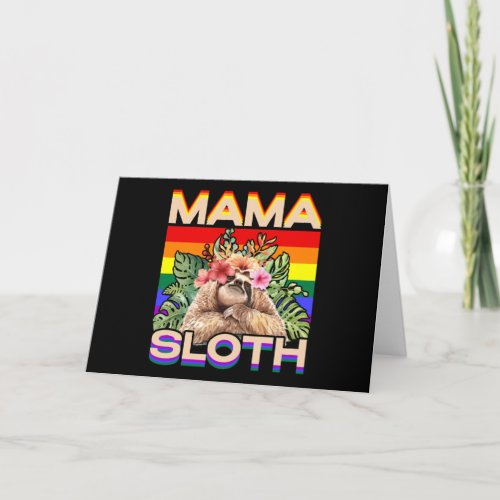 Mama Sloth LGBTQ Rainbow Flag Gay Pride Ally Gay Card