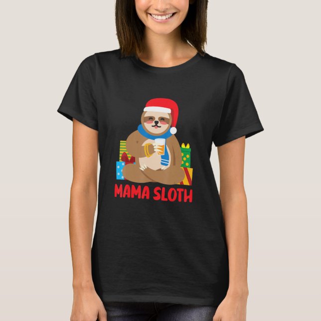 Mama Sloth Matching Family Pajama Pj Christmas T-Shirt (Front)