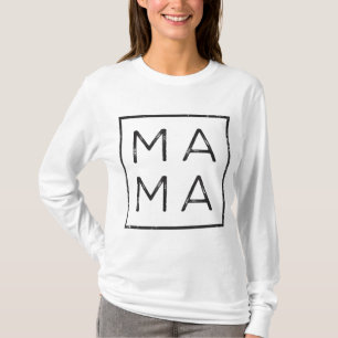 Mama Square Matching Outfits Mothers Day, Mom, Gra T-Shirt