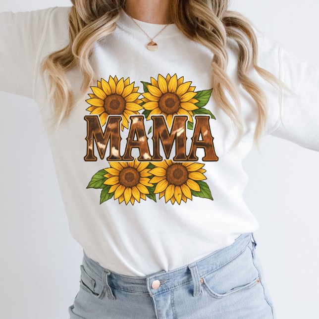 Mama Sunflowers Cowhide Country Western Rustic Mom Sweatshirt (Mama Sunflowers Country Western Rustic Mom T-shirt. Gift for Mom, Mother's day gift, )