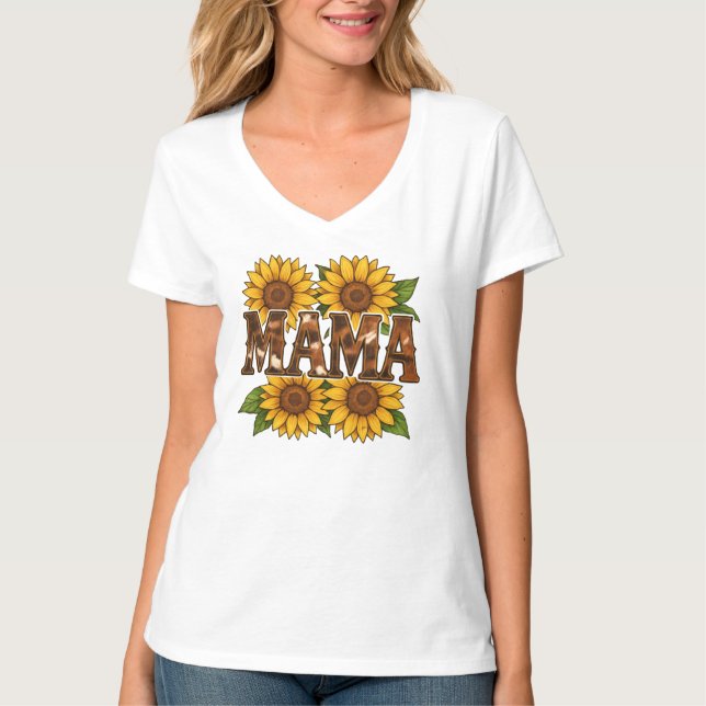 Mama Sunflowers Gift For Mom Mother's Day Rustic  T-Shirt (Front)