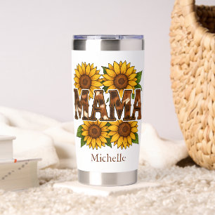 Mama Sunflowers Monogram Name Initials, Gift Mom Insulated Tumbler