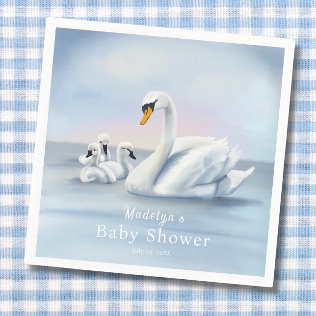 Mama Swan With Babies Baby Shower Napkins (Creator Uploaded)