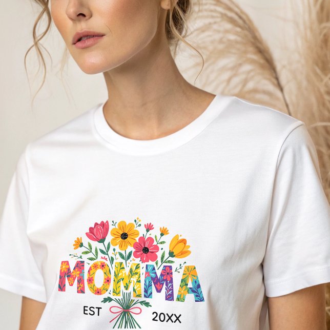 Mama Text with Flowers  Tri-Blend Shirt (Creator Uploaded)