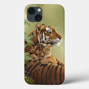Mama tiger and baby tiger who sleeps iPhone 13 case