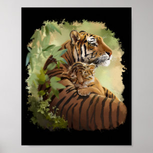 Mama tiger and baby tiger who sleeps poster