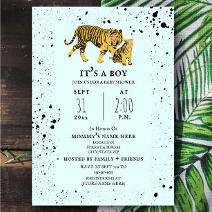 Mama Tiger Blue Boy Baby Shower Invitation